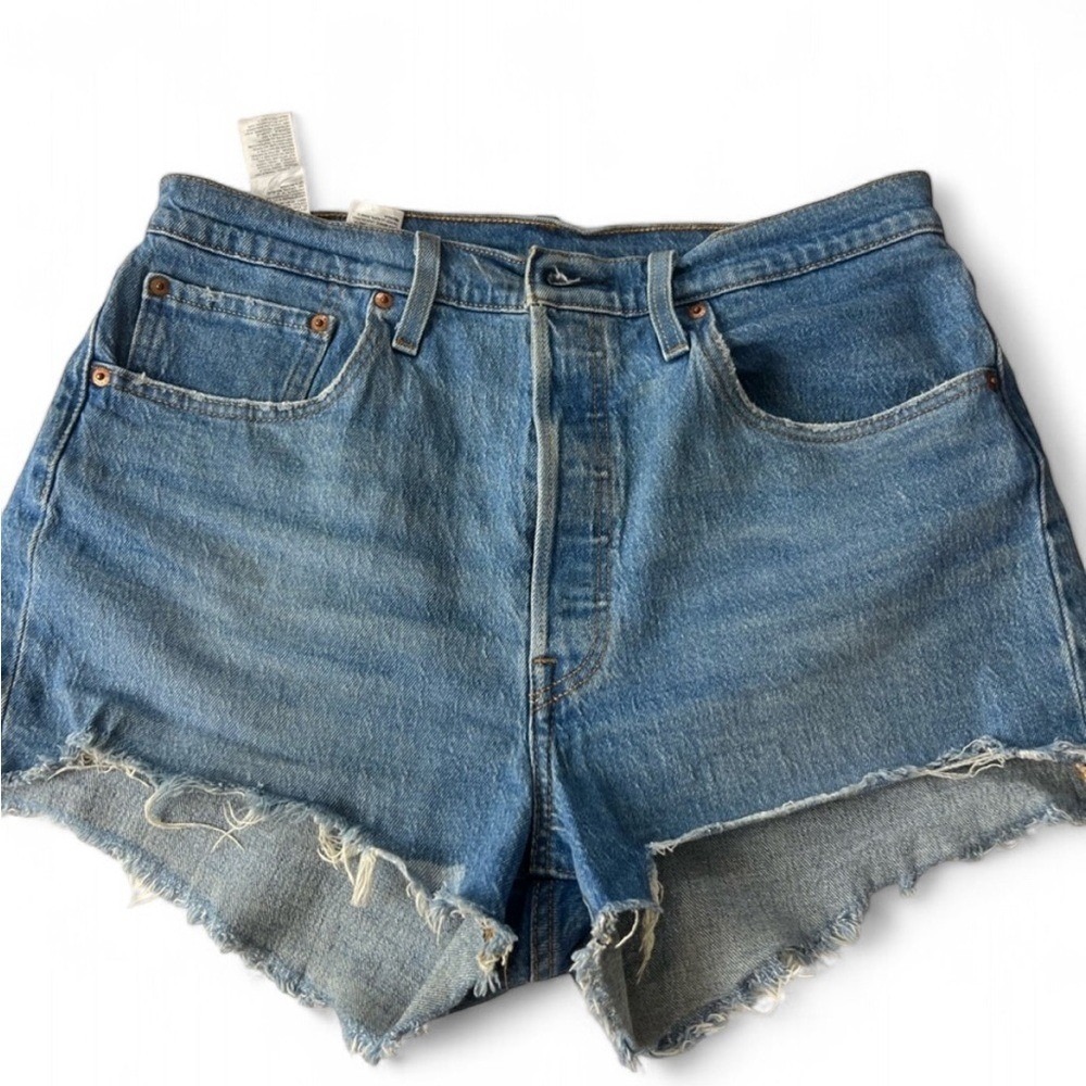 Levi's 501 High Rise Cutoff Denim Shorts Medium Wash Blue Size 32